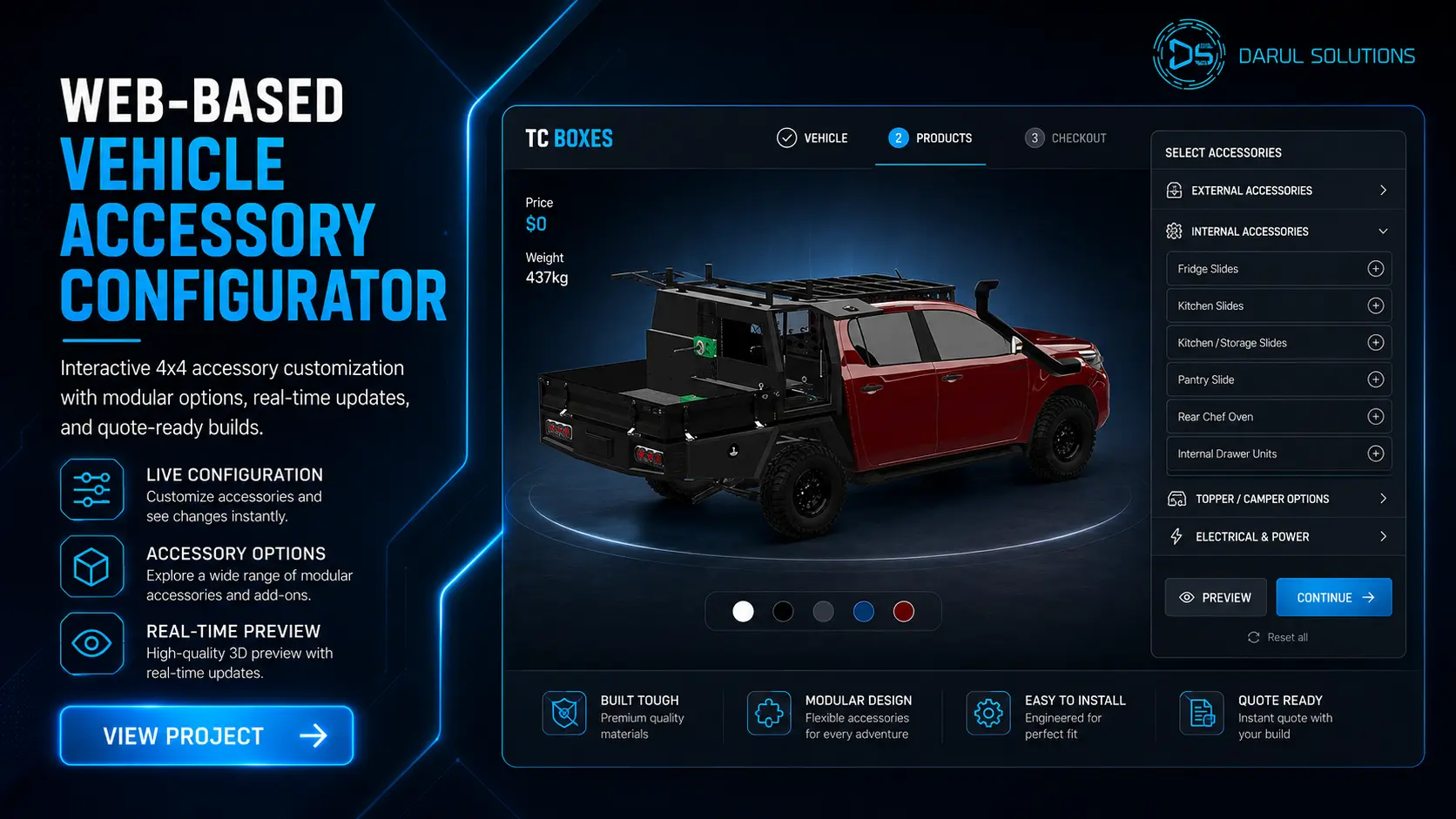 Truck Canopy Configurator - Web Product Configurators visualization screenshot 1